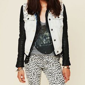 Free People denim stud vest size medium